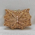 Elegante pochette da sera a farfalla oro rosa con strass rosa scintillanti - Champagne