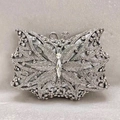 Elegante pochette a farfalla argento con strass scintillanti per eventi formali serali - Argento