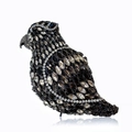 Macro detail of bird clutch bag with sparkling black and white crystals in metal frame - Black Gray Silver