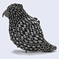 Detailed view of luxury bird-shaped clutch bag with sparkling marquise-cut crystals - Gray