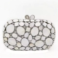 Elegant shell-shaped dinner clutch bag with mother of pearl tiles and butterfly clasp - Standard Type / Silver