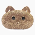 Detailed macro view of luxurious rabbit clutch bag with sparkling golden crystals - Small Rabbit Diamond Bag / All Gold