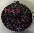 Elegante pochette da sera circolare interamente decorata con strass neri brillanti - Nero