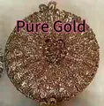 Spherical evening clutch bag with sparkling golden rhinestones and textured metal finish - All Gold
