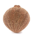 Pochette élégante en forme de coquille or champagne avec cristaux et cadre en métal - Bleu foncé