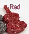 Elegante borsa da sera a forma di violino rosso con decorazione di strass - Rosso