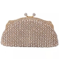 Elegante borsa da sera dorata con motivo a rombi traforato e strass di cristallo - Motivo a rombi / Oro