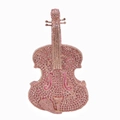 Pink rhinestone violin shaped evening clutch bag with elegant golden metal trim - Violin / Pink