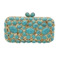 Lussuosa pochette da sera con pietre turchesi e decorazioni in cristallo dorato - Turchese