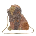 Luxury lion shaped evening bag with sparkling crystals and gold chain strap - Gold Grey Coffee (Dog Style)