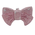Sparkling pink rhinestone bow-shaped evening clutch bag with silver metal clasp closure - Pink Multi