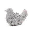 Detailed macro view of bird-shaped clutch encrusted with premium white sparkling crystals - Silver