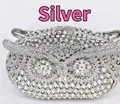 Sparkling silver owl shaped evening clutch bag encrusted with clear crystals - Silver
