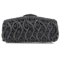 Luxe zwarte kristallen clutch met elegante golf- en bloemkrale voor avondevenementen - Zwart
