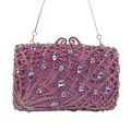 Pochette da sera fucsia con strass lavanda e tracolla a catena dorata elegante - Violetto