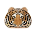 Elegante borsa da sera a testa di tigre con strass arancioni e dorati lavorati a mano - Oro