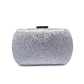 Elegante silberne Abendtasche mit Pailletten, Metallverschluss und Kette für Partys - Silber