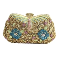 Detailed macro view of colorful floral rhinestone patterns on a luxury evening clutch bag - Crystal Yellow Multi-color