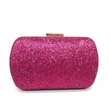 Hot pink sequined clutch evening bag with gold metal clasp for party and wedding events - Rose Red