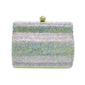 Iridescent rhinestone rectangular clutch bag with a golden metal cylinder clasp - 1# Style Aurora Gold (Rectangular Color Change Full Diamond)