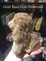Golden rhinestone encrusted dog-shaped evening clutch bag with full crystal finish - Gold Base Gold Crystal (Lion)