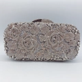 Borsa da sera argento con rose in rilievo e cristalli scintillanti per cerimonie - Argento