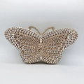 Dettaglio della borsa da sera a farfalla dorata con decorazioni in cristalli luminosi - Oro / Zirconia Bianca