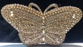 Dettaglio borsa da sera a farfalla di lusso con strass dorati champagne scintillanti - Oro / Strass Dorati