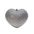 Elegante borsa da sera a cuore argento tempestata di cristalli e strass lucidi - Argento