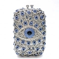 Clutch da sera in argento con cristalli malocchio e struttura in metallo con strass - Argento