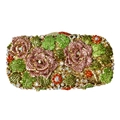 Borsa da sera a mano con rose rosa, cristalli luccicanti e montatura in metallo fine - Oro Multicolore