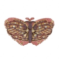 Luxury butterfly clutch bag with pink and purple rhinestones on a gold metal frame - Pink