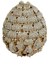 Pochette de soirée ovale de luxe avec cadre doré évidé et strass blancs scintillants - Or / Zircone Blanche