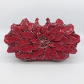 Exquisito bolso de noche rojo en forma de flor adornado con brillantes cristales - Rojo
