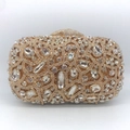 Elegante pochette dorata da sera con decorazioni in cristallo e cornice metallica - Evening Bag / Oro