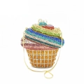 Pochette de soirée en forme de cupcake avec cristaux colorés et chaîne dorée - Grille Or Multicolore