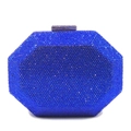 Dettaglio borsa da sera ottagonale con cristalli blu reale e chiusura a scatto metallica - Blu