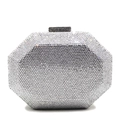 Pochette da sera ottagonale argento con strass scintillanti e chiusura in metallo - Argento