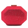 Borsa da sera ottagonale rossa con cristalli scintillanti e chiusura dorata - Rosso
