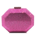 Dettaglio borsa da sera ottagonale con strass rosa fucsia e chiusura in metallo lucido - Rosa Rosso