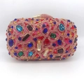 Lussuosa pochette da sera rosa con strass di cristallo colorati e brillanti - Evening Bag / Rosa Rosso
