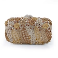 Detailed macro view of handcrafted floral evening clutch with colorful crystal rhinestones - Gold Multicolor