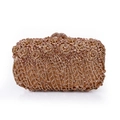 Detail of rose gold evening clutch featuring 3D floral crystal pattern and rhinestones - Champagne