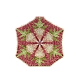 Elegant snowflake evening clutch with pink and green rhinestones and gold metal frame - Rose Red