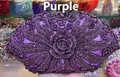 Luxurious purple rhinestone dinner clutch featuring a 3D rose design and elegant crystals - Purple
