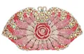 Elegant rose-shaped evening clutch with rainbow crystals in red and gold gradient finish - 22.5*12*6cm / Gold Pink Multi