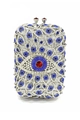 Elegante silberne Clutch mit Evil-Eye-Kristallmuster für festliche Abendveranstaltungen - Silber/Königsblau Auge