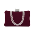 Detail of burgundy velvet evening bag with U-shaped rhinestone pattern and crystal clasp - U-Shaped Rhinestone Wine Red (A1338)