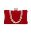 Detail of red velvet evening bag with U-shaped rhinestone chains and crystal clasp - U-Shaped Rhinestone Red (A1338)