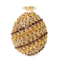 Detailed close-up of sparkling pineapple evening clutch with inlaid crystals and gold leaves - Pineapple / Gold